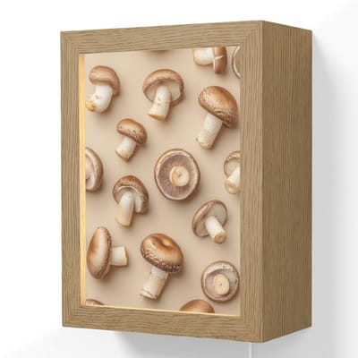 Wandlamp 15x20 cm - Oplaadbaar - Kastanje Champignons - Beige - Wandlampen binnen woonkamer - Slaapkamer lamp met kabel - Decoratieve nachtlamp - Vloerlamp snoer