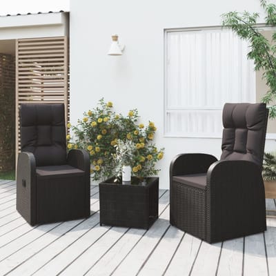 vidaXL - 3-delige - Loungeset - poly - rattan - en - staal - zwart