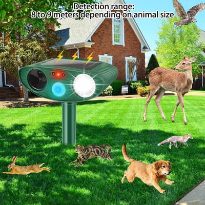 Unyqoos® Krachtige Ultrasone Dierenverjager voor Tuin met Bewegingssensor en LED-Flitslicht