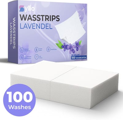 Syllio Wasstrips - 100 Wasbeurten - Lavendel Wasstrips - Wasmiddeldoekjes - Wasdoekjes - Laundry Strips