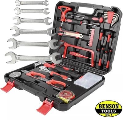 Gereedschap Set 104 delig + Steeksleutels | in Koffer | Incl voltstick, pluggen, zaag e.d | BENSON
