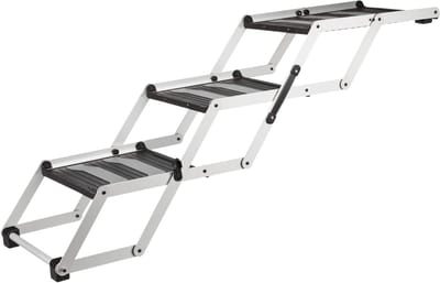 Opklapbare Hondenladders - Huisdier Opstapjes - Hond Veilig Instappen - Antisliptreden - 37 cm Breed - Zilver/Zwart