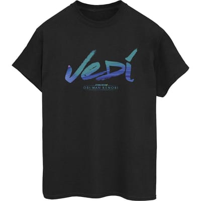 Star Wars Dames/Dames Obi-Wan Kenobi Jedi Geschilderd Font Katoenen Vriendje T-shirt (Zwart)
