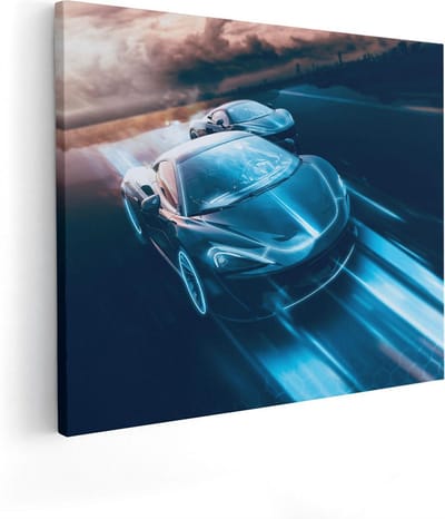 Artaza Canvas Schilderij Sportauto - 100x80 cm - Groot - Wanddecoratie Auto - Muurdecoratie Mancave - Kamer Accessoires Woonkamer