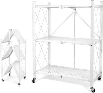 Opvouwbare metalen planken voor keuken en badkamer - geen installatie nodig, 240 kg draagvermogen, wit, ruimtebesparend.