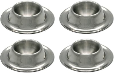 Eierdopjes Set - Roestvrij Staal - Ontbijt Serveren - Stapelbaar Ontwerp - Set van 4 - Zilverkleurig