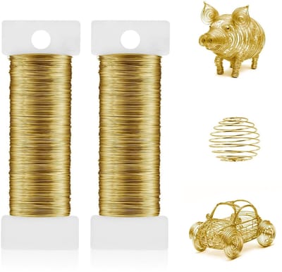0.3 mm x 100 m Gouden Kralendraad - Dun Gegalvaniseerd Draad voor Creatief Werk, Bloemstukken en Sieraden (50m/rol)