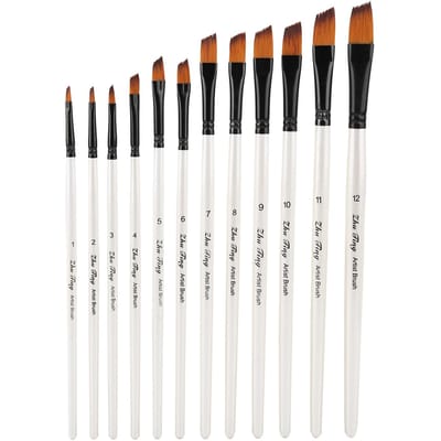 Ensemble de 12 stylos pinceaux de dessin Art Gouache Aquarelle Peinture à l'huile Outils (02)