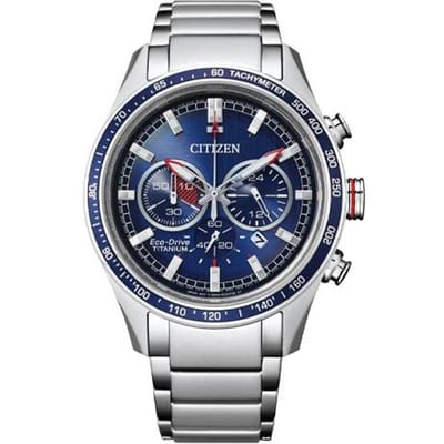 CITIZEN 100 meter waterdicht, lichtgewicht Kwarts, titanium band, herenhorloge, blauwe wijzerplaat CA4490-85L blauw