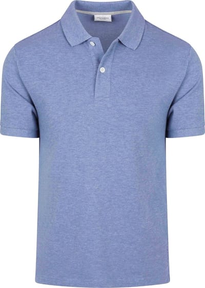 Polo Shirt Korte Mouw Profuomo Piqué Poloshirt Melange Blauw