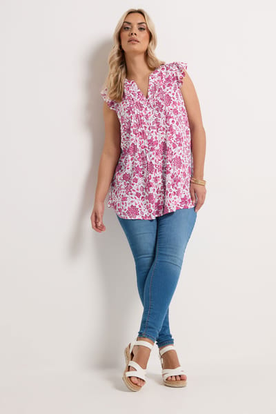 Yours Roze Paisley Blouse Met Plooitjes Size 42