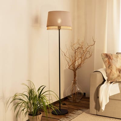 EGLO Tabley Vloerlamp - E27 - 153 cm - Natuur|Bruin|Zwart - Textiel