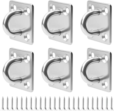 Zes RVS Oogplaten M5 - Stevige Oogplaten met Ring voor Hangstoelen en Zakken - Duurzaam en Betrouwbaar voor Ceiling Bevestiging
