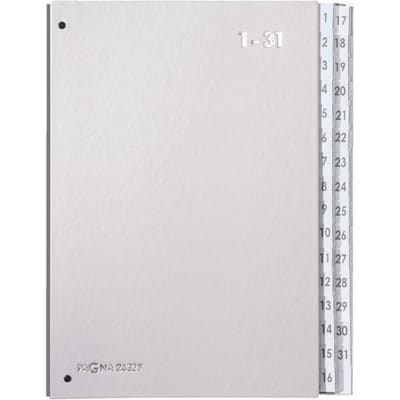 PAGNA sorteermap Silver, voor A4, 1 - 31, 32 waaiers, zilver metallic