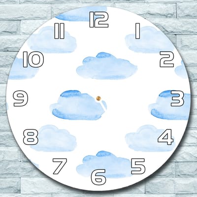 Coloray Wandklok - Wolken Klok Glas - 30fi cm - Lichtblauw Wandklok - Wandklok Ronde - Wandklok Klassiek - Wandklokken Woonkamer - Stille Wandklok
