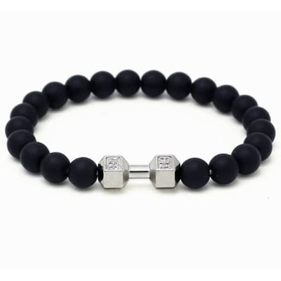 Memphis kralen armband Onyx Dumbbell Zilverkleurig