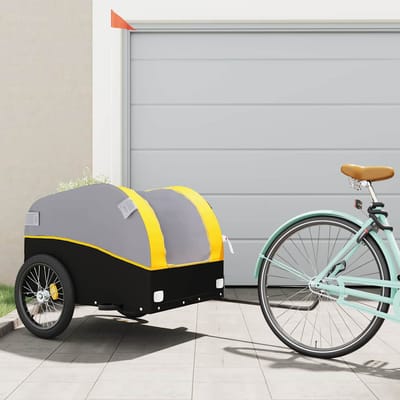 vidaXL - Fietstrailer - 45 - kg - ijzer - zwart - en - geel
