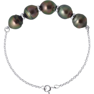 Armband met 5 Echte Gecremeerde Tahiti ParelEN DOOR Circled 8-9 mm