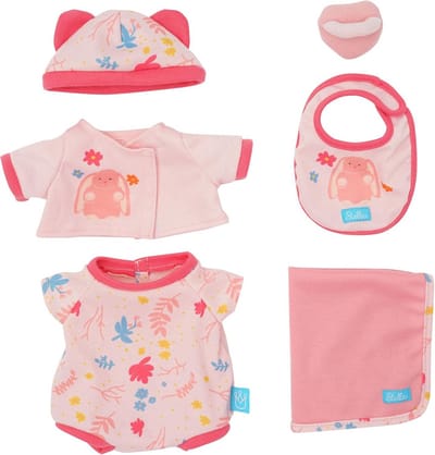 6-delige Babypop Accessoireset met Muts, Slabbetje en Deken voor Zachte Pop van 38 cm