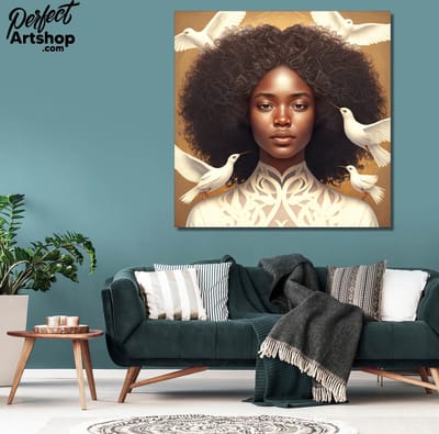 PEACE AND LOVE1: 60x60cm Aluminium. Decoratie - Afrika - Modern - Aards - Kunst