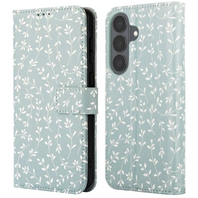 imoshion Hoesje - Geschikt voor Samsung Galaxy S26 - Design Bookcase smartphone - Smoke Green Flowers