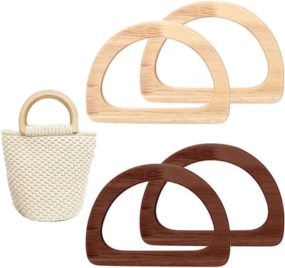 D Shaped Wooden Bag Handle voor DIY Handbag en Purse - Bruin - 12 x 8.5 cm - 4 Stuks - Handgemaakte Accessoires