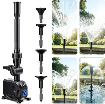 Krachtige fonteinpomp voor vijvers en waterspelen, 600 l/u, energiezuinig 8 W, ideaal voor tuinen