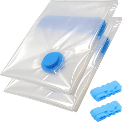 SnelShoppen - 2 stuks vacuümzakken voor kleding 100 x 80 cm - Reiscompressiezakken - Vacuüm opbergzakken voor kleding, dekbedden en meer - Duurzaam PA