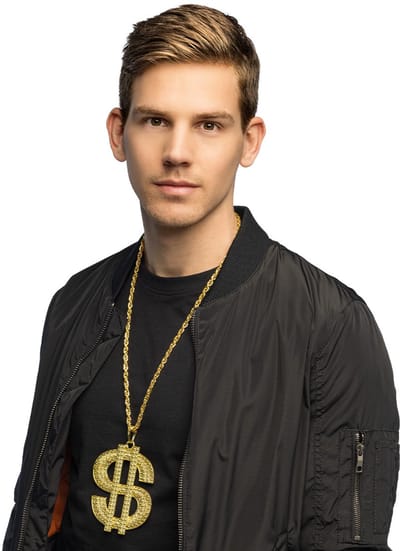 Boland - Ketting Dollar XL Goud - Volwassenen - Vrouwen - Pooier - Pimps and Ho's