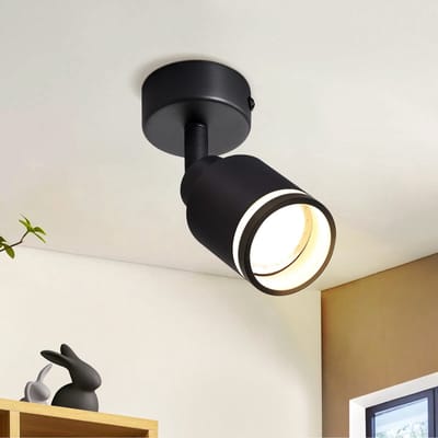 NETTLIFE Opbouwspot - GU10 Fitting - 1-Lichts - cilinder - Zwart - Moderne Plafondlamp - L 6cm - Metaal - 355° kantelbaar - Plafondspot - voor Woonkamer | Slaafkamer | Gang - Zonder Lichtborn