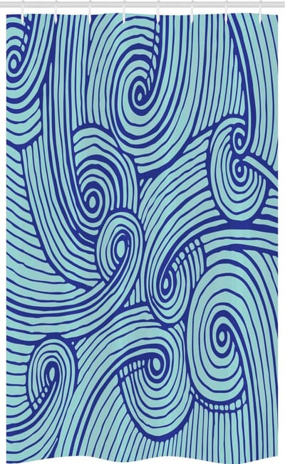 ABAKUHAUS douchegordijn – 120x180 cm – polyester, marineblauw/spiralen