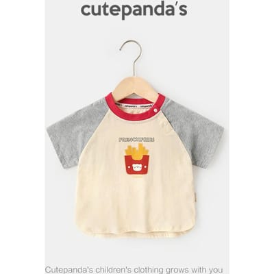 Babykleding Casual T-shirts met korte mouwen Zomerkleding Jongens Meisjes Baby Kinderen Kinderen Zomer Tops met halve mouwen 120cm beige