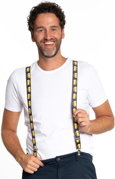 Carnaval verkleedset bretels en strik Oktoberfest - geel - volwassenen/unisex - feestkleding