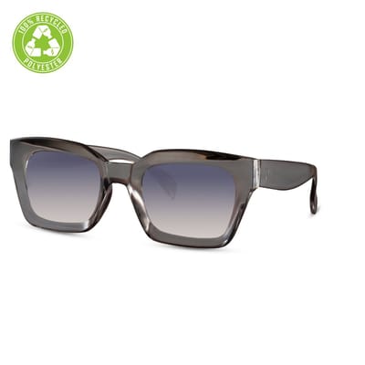 6400 ECO HIP-HOP | Smoke Grijze Lens | Transparant Grijs Montuur | Rechthoekig / Chunky Frame | Retro & Statement Bril | Festival & Rave Bril | Carnavalsbril | Zonnebril Heren & Dames | Trendy Party & Outdoor Bril | Inclusief Hoesje & Lensdoek