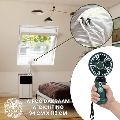 Airco Dakraam Afdichting 94 x 118 cm + Handventilator – Mobiele Airco Raamafdichting Dakraam – Geschikt voor Velux PK06 – Fakro Optilight 08 – Roto 09/11