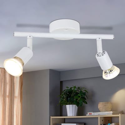 NETTLIFE Opbouwspot GU10 - 2-Lichts - wit - Vintage Plafondlamp - draaibar Plafondspot - voor Keuken | Hal | Woonkamer - Zonder lamp - L 26cm