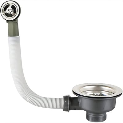RVS afvoerset voor spoelbak 110mm met overloop en 1½" mandzeef - Duurzaam en functioneel