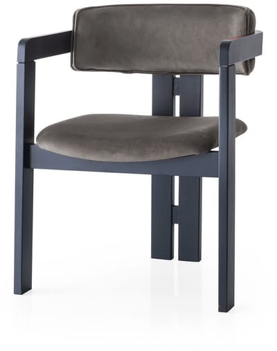 Asir - Stoel - Zwart, Antraciet - 100% HOUT, FLUWEELSTOF / MULTIPLEX - 58 x 76 x 49 cm