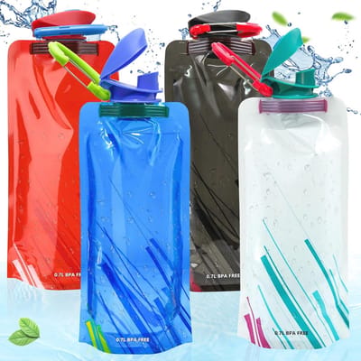 Opvouwbare Waterflessen - 4 stuks van 700 ml - Herbruikbare Flexibele Flessen voor Wandelen en Reisavonturen