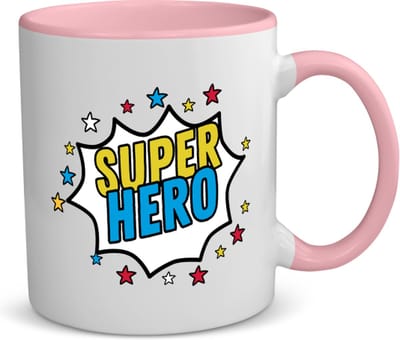 Akyol - super hero koffiemok - theemok - roze - Superhelden - een superheld - verjaardagscadeau - kado - gift - geschenk - 350 ML inhoud