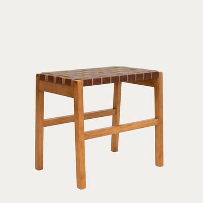 HOMLA - Taboret - drewniany brązowy - 50x35x45 cm