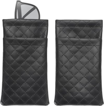 Dubbele PU lederen brillenkoker met druksluiting, zacht zwart etui voor brillen en reisaccessoires, 2 stuks, ideaal voor bescherming en organisatie