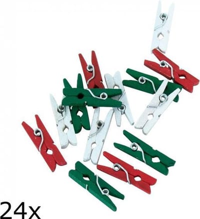 Wefiesta - Knijpers small Rood/wit/groen (24 stuks)
