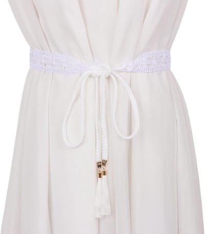 Dunne Tailleketting voor Dames met Woven Tassels en Knopen - Modieuze Tailleband en Rokaccessoires