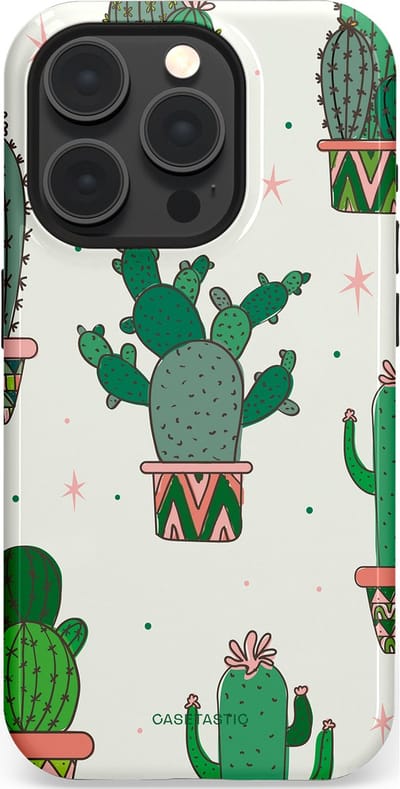 Casetastic Hoesje Geschikt voor Apple iPhone 15 Pro Magsafe - Stijlvolle Beschermende Duo-layer Case - Zonnige Cactus