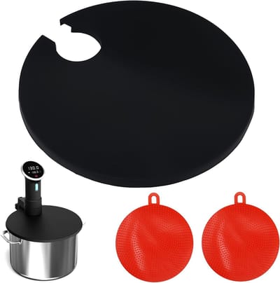Siliconen Deksel Set van 3 Stuks van 28 cm met Afwasborstel - Voor Nauwkeurig Sous Vide Koken en Bewaren