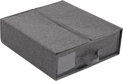 Opbergdoos Beddengoed - Linnen Organizer - Kast Opruimen - Met Venster en Label - 38 x 32 x 11 cm
