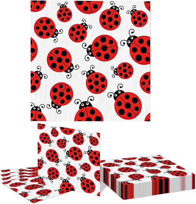 20 Stuks Wegwerp Papieren Servetten met Lieveheersbeestje Decoratie voor Feestjes en Verjaardagen