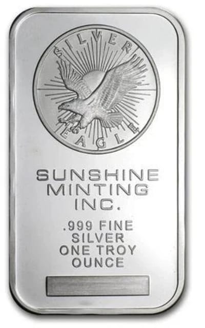 Exclusieve Sunshine Minting 1 Ounce Troy Replica | Silver Eagle Buillon Bar 1 OZ