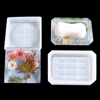 Set van 2 Siliconen Mallen voor Zeepdish en Opbergplateau voor Sponzen en Sieraden - Perfect voor Epoxy en Kunsthars Creaties